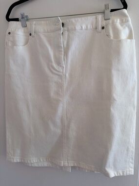Talbots White Denim Pencil Skirt